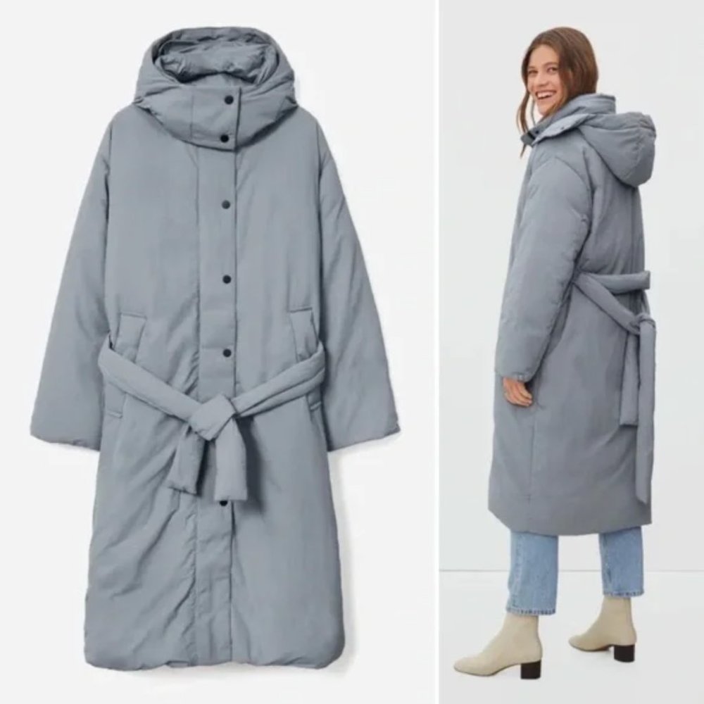 Everlane Duvet Puffer Coat in Smoke Size Small
